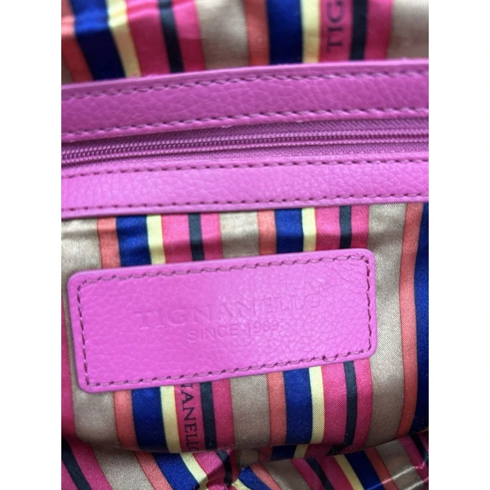 Vintage Tignanello Hot Pink Leather Mini Dome Satchel Handbag Y2K‎ Style Tassel